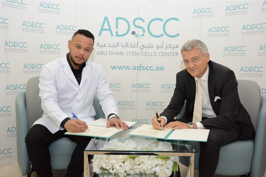 Dr. Yendry Ventura Carmenate, General Manager at Abu Dhabi Stem Cells Center and Carlo Logli, Chief Global Affairs Officer at Dante Labs, signed the agreement at the ADSCC premises in Abu Dhabi.